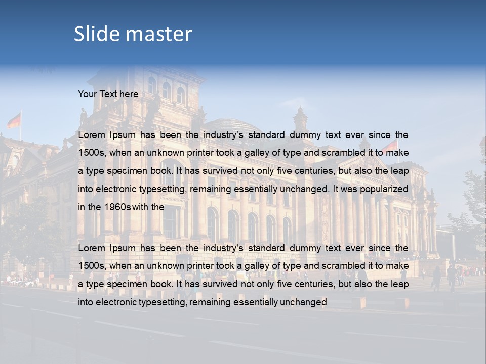 A Large Building With A Flag On Top Of It PowerPoint Template