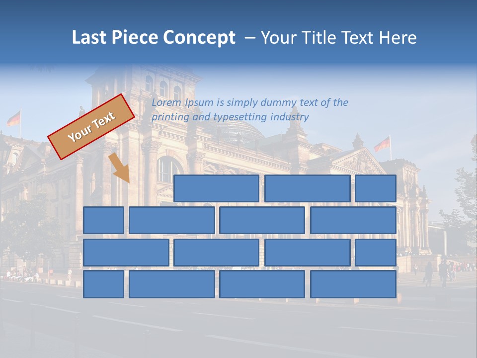 A Large Building With A Flag On Top Of It PowerPoint Template