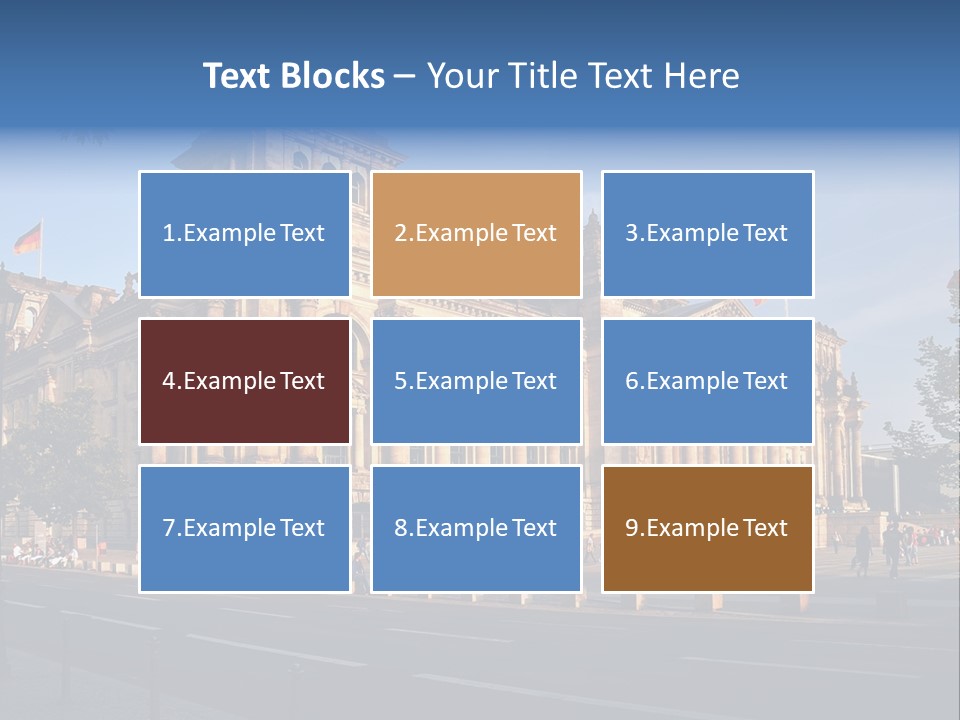 A Large Building With A Flag On Top Of It PowerPoint Template