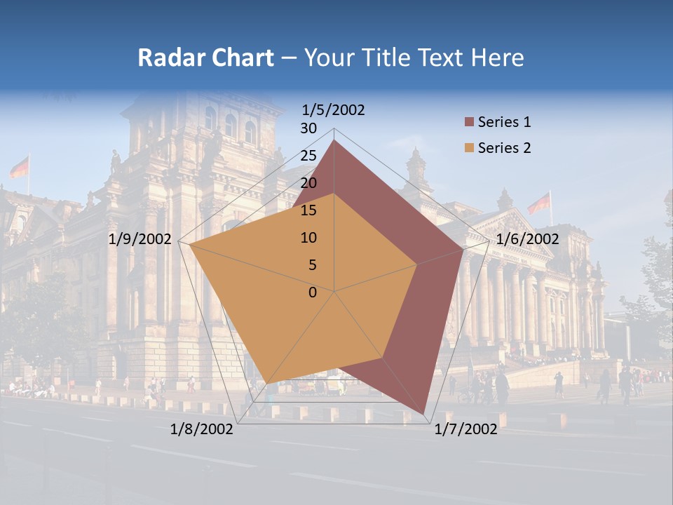 A Large Building With A Flag On Top Of It PowerPoint Template