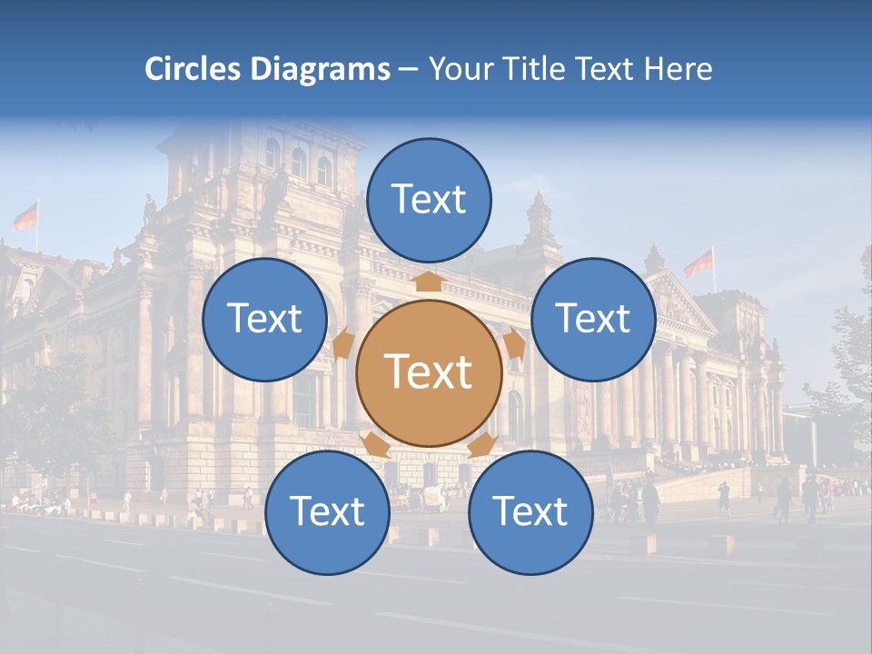 A Large Building With A Flag On Top Of It PowerPoint Template