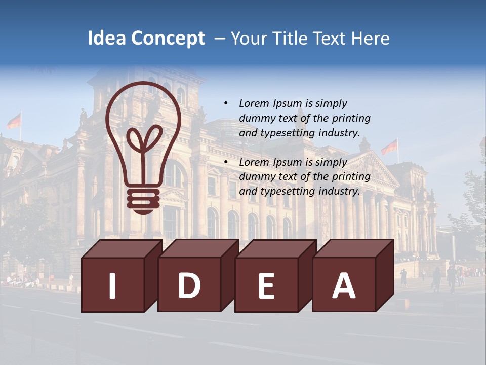 A Large Building With A Flag On Top Of It PowerPoint Template