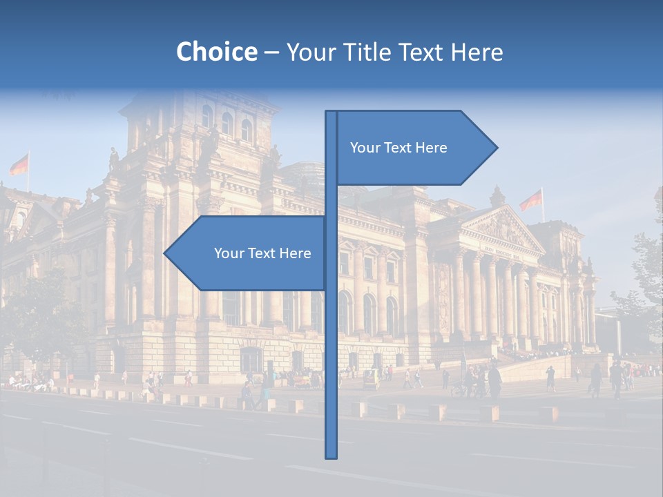 A Large Building With A Flag On Top Of It PowerPoint Template