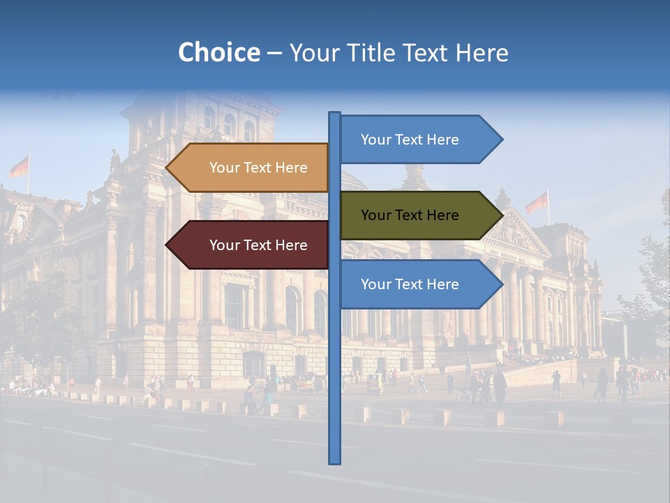 A Large Building With A Flag On Top Of It PowerPoint Template