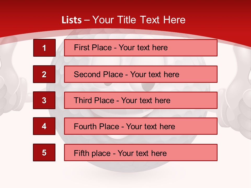 A Happy Golf Ball Giving A Thumbs Up PowerPoint Template