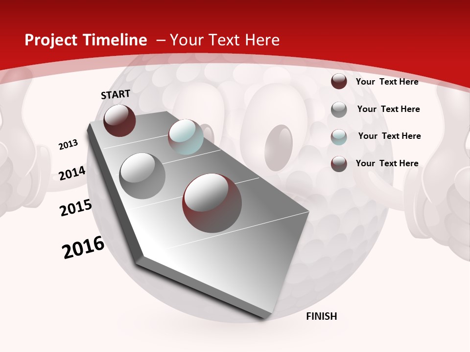 A Happy Golf Ball Giving A Thumbs Up PowerPoint Template