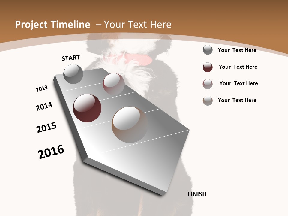 A Black And White Dog Sitting On A Brown And White Background PowerPoint Template