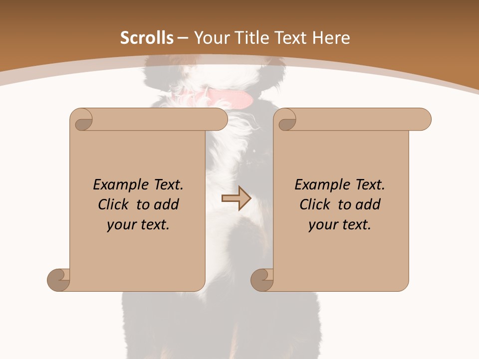 A Black And White Dog Sitting On A Brown And White Background PowerPoint Template