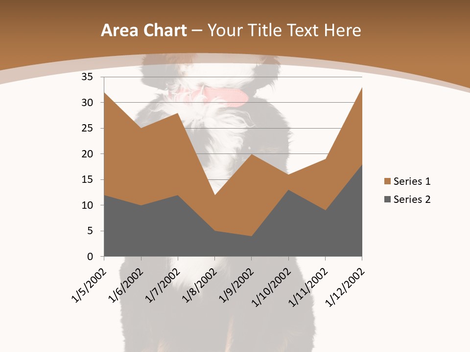 A Black And White Dog Sitting On A Brown And White Background PowerPoint Template