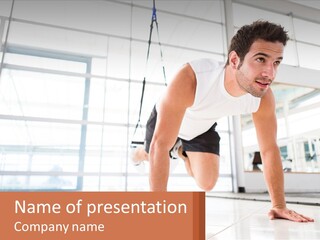 A Man Doing Push Ups In A Gym PowerPoint Template