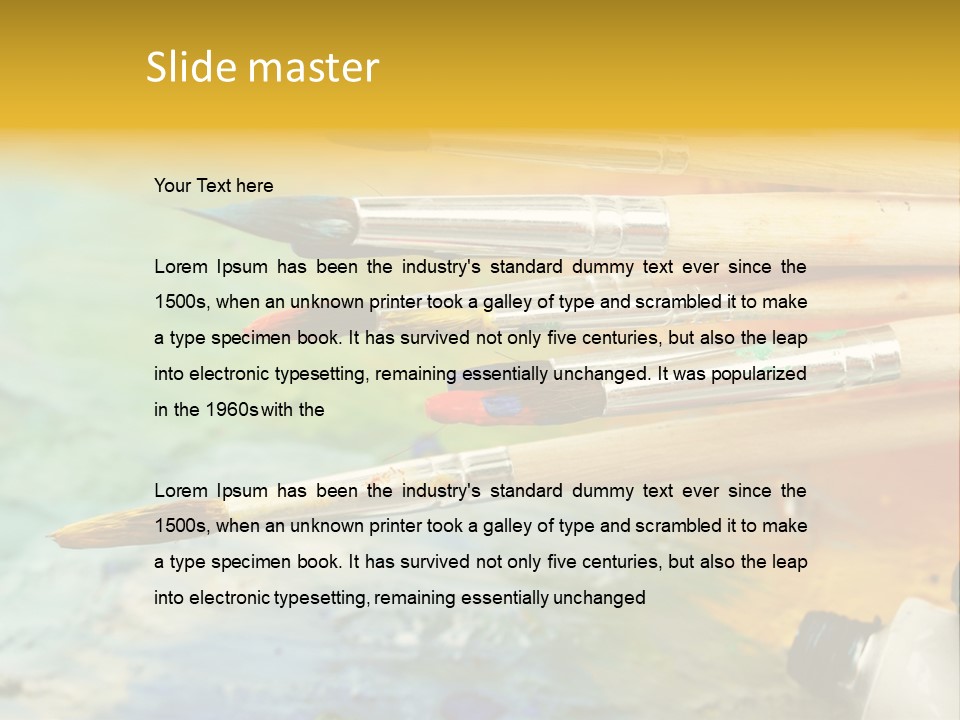 A Group Of Paintbrushes Sitting On Top Of A Table PowerPoint Template