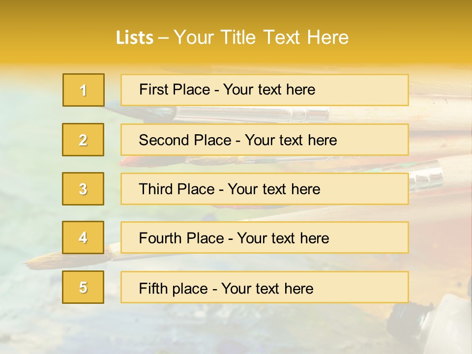 A Group Of Paintbrushes Sitting On Top Of A Table PowerPoint Template