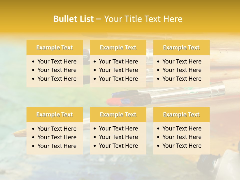 A Group Of Paintbrushes Sitting On Top Of A Table PowerPoint Template