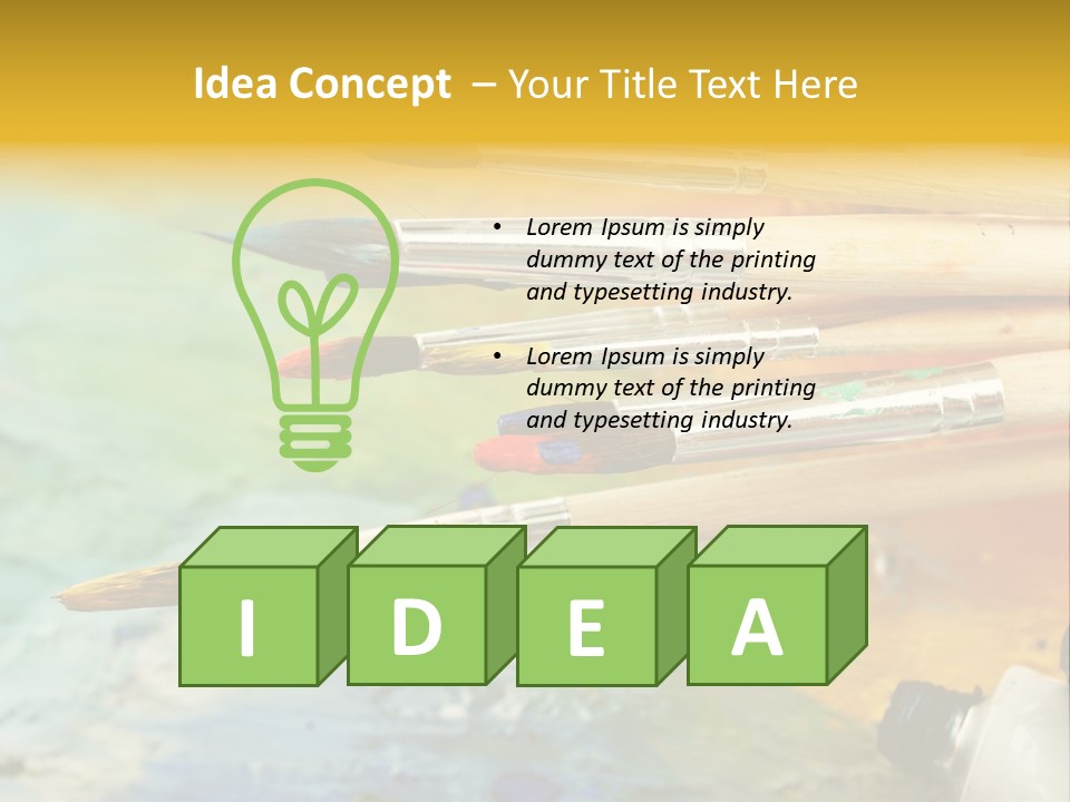 A Group Of Paintbrushes Sitting On Top Of A Table PowerPoint Template
