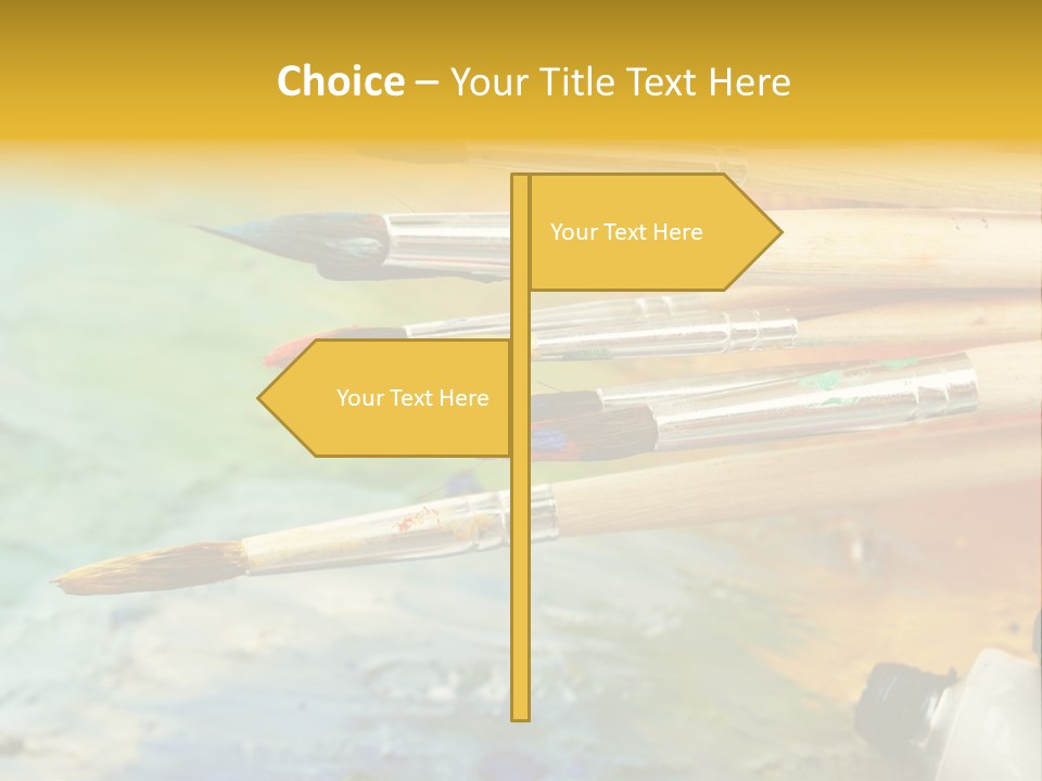 A Group Of Paintbrushes Sitting On Top Of A Table PowerPoint Template