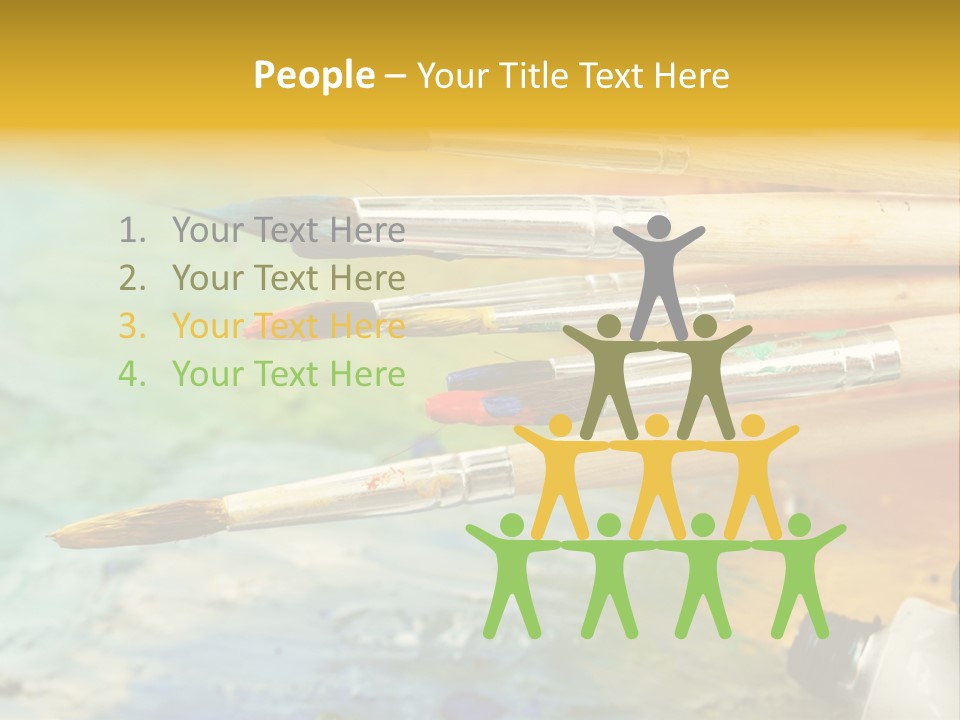 A Group Of Paintbrushes Sitting On Top Of A Table PowerPoint Template
