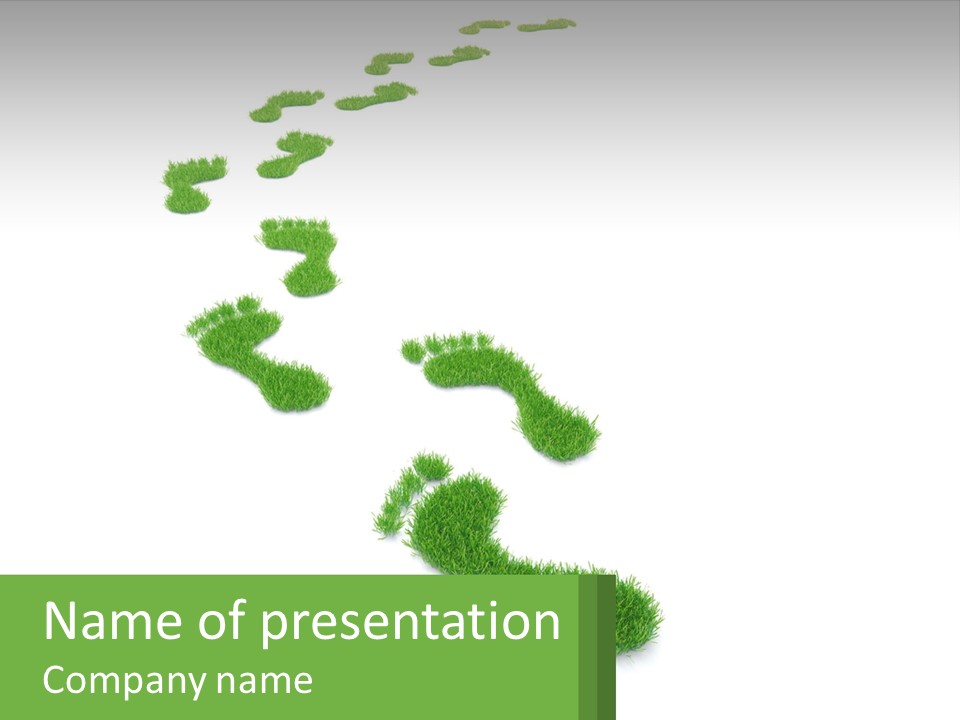 A Green Foot Print On A White Background PowerPoint Template