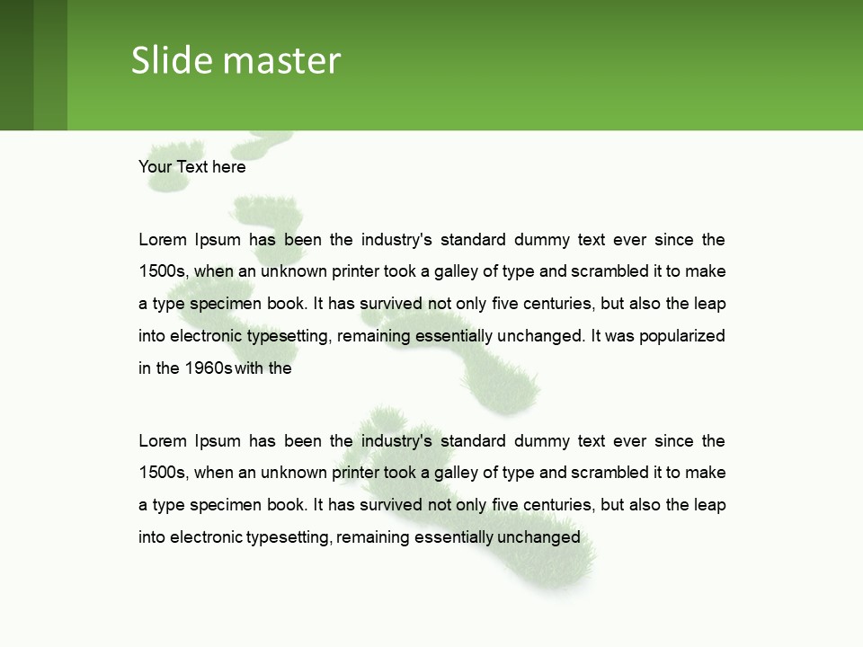 A Green Foot Print On A White Background PowerPoint Template