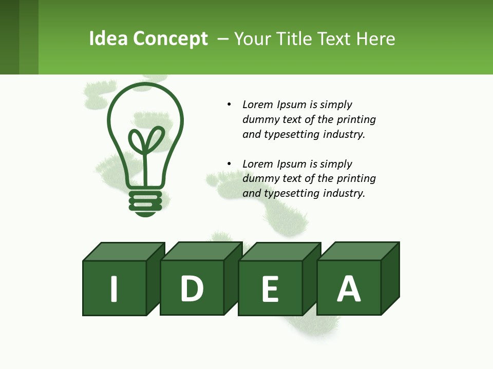 A Green Foot Print On A White Background PowerPoint Template