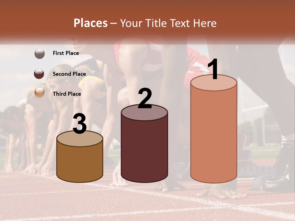 A Group Of Women Lined Up On A Race Track PowerPoint Template