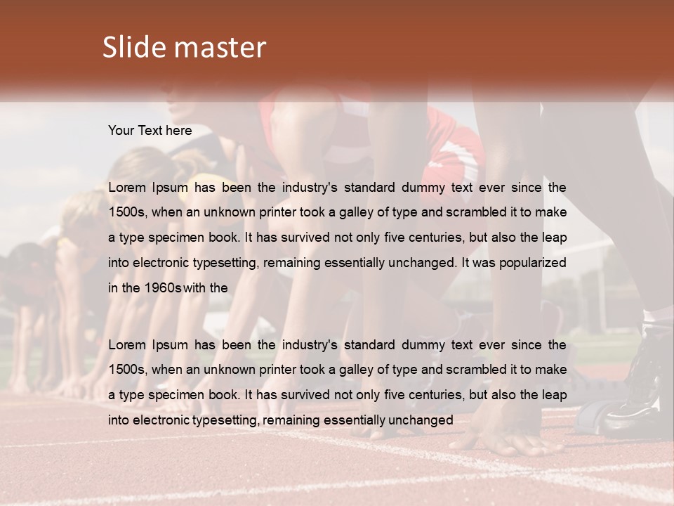 A Group Of Women Lined Up On A Race Track PowerPoint Template