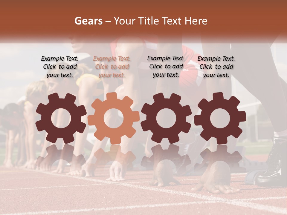 A Group Of Women Lined Up On A Race Track PowerPoint Template