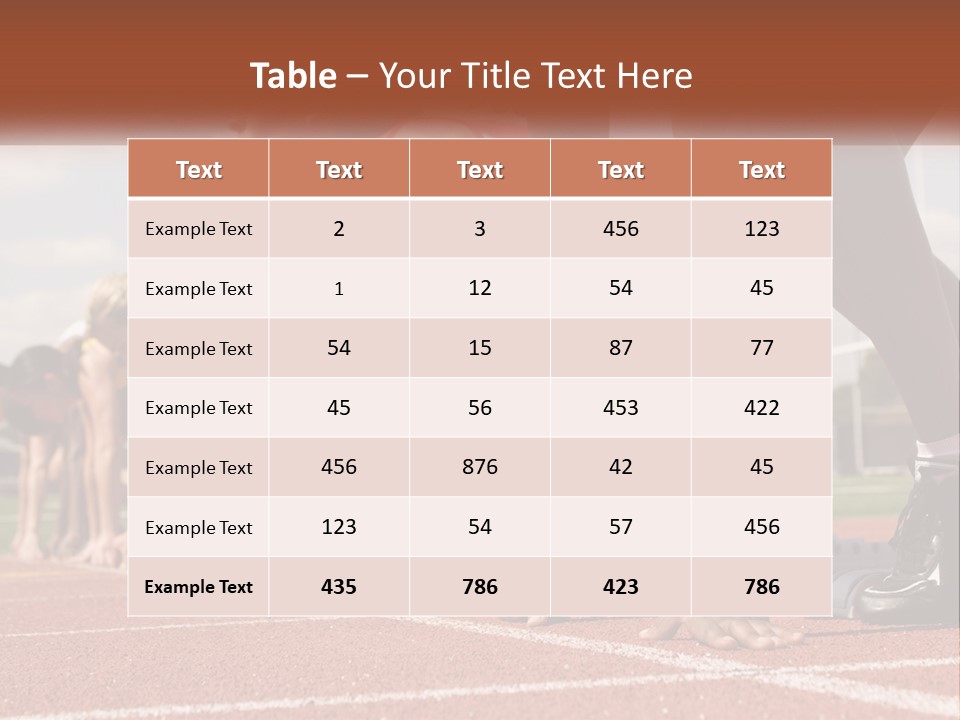 A Group Of Women Lined Up On A Race Track PowerPoint Template