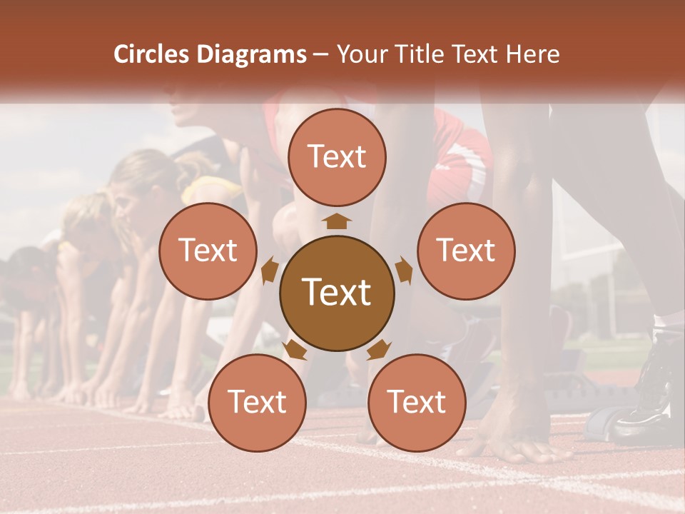 A Group Of Women Lined Up On A Race Track PowerPoint Template