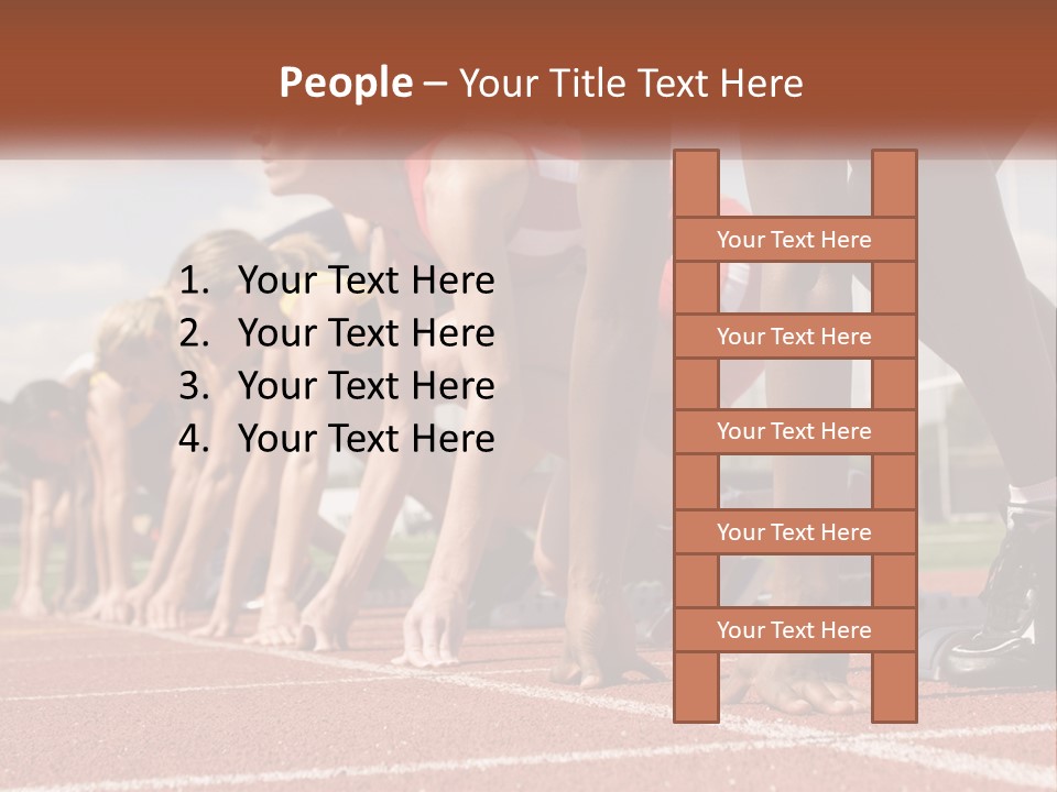 A Group Of Women Lined Up On A Race Track PowerPoint Template