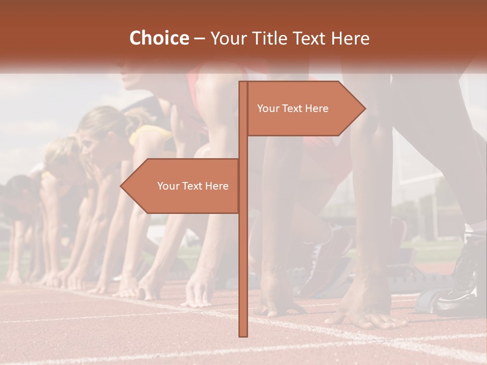 A Group Of Women Lined Up On A Race Track PowerPoint Template