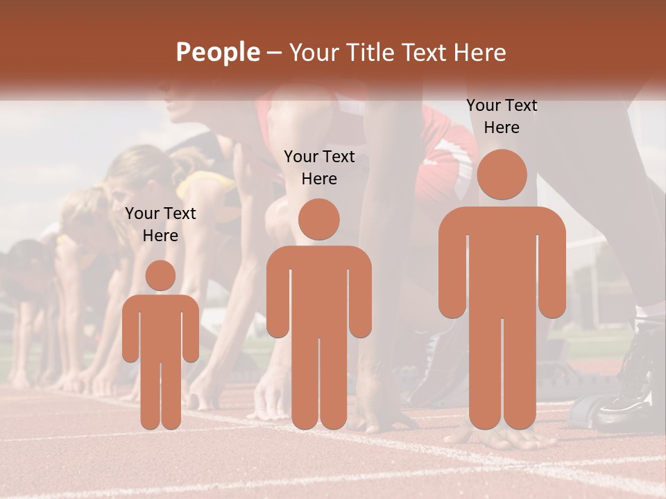 A Group Of Women Lined Up On A Race Track PowerPoint Template