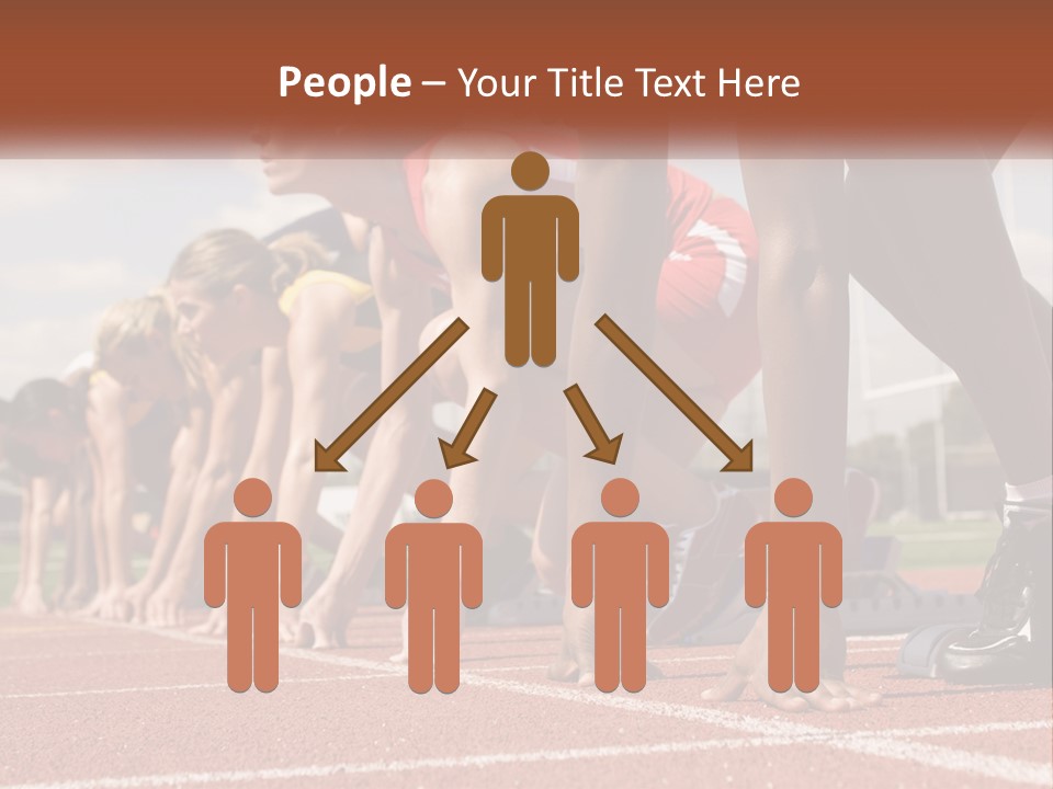 A Group Of Women Lined Up On A Race Track PowerPoint Template