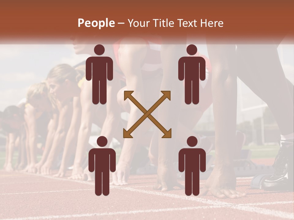 A Group Of Women Lined Up On A Race Track PowerPoint Template