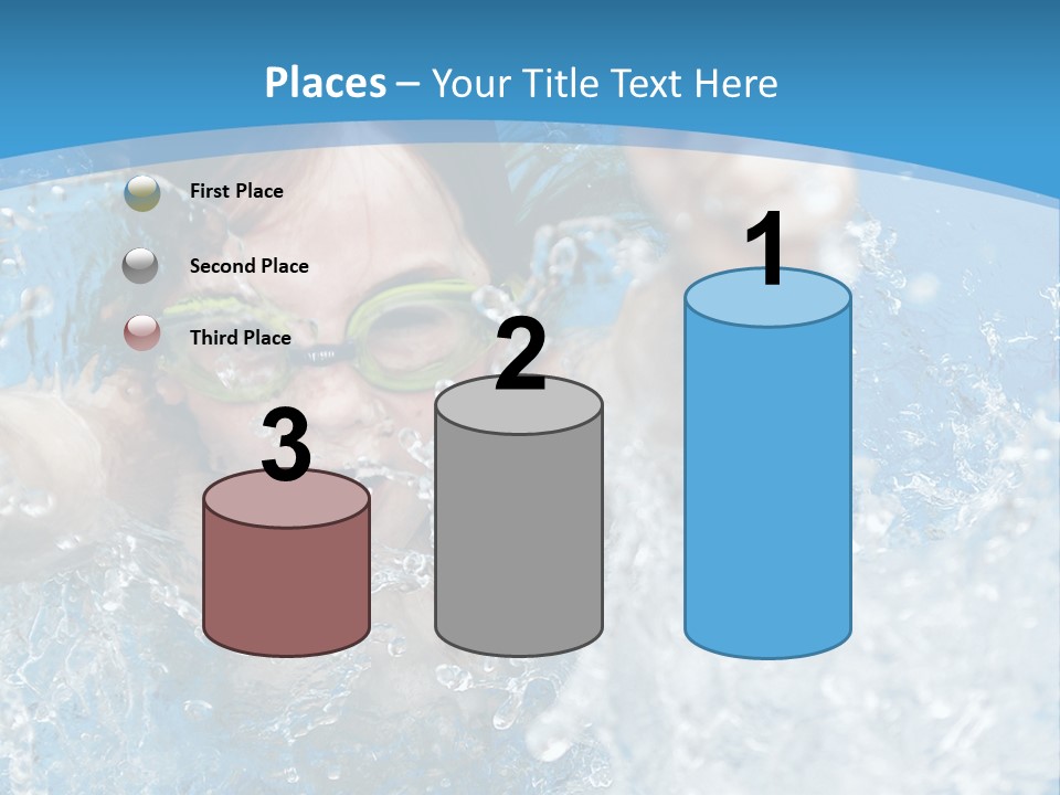 A Young Girl Swimming In A Pool With Goggles On PowerPoint Template