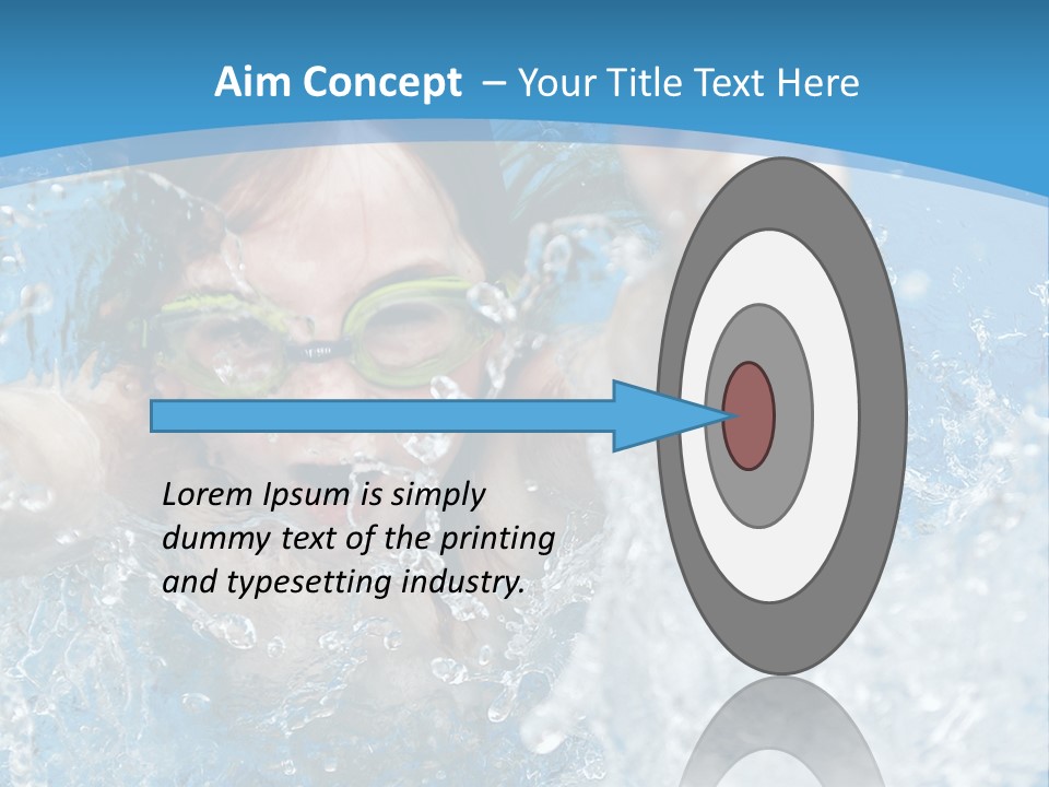 A Young Girl Swimming In A Pool With Goggles On PowerPoint Template