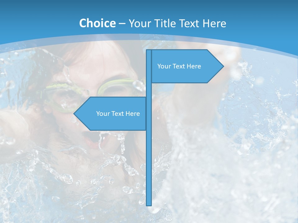A Young Girl Swimming In A Pool With Goggles On PowerPoint Template