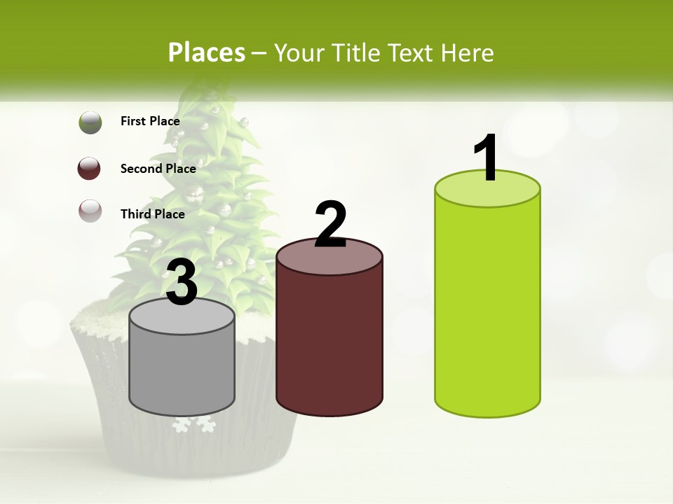 A Cupcake With A Christmas Tree On Top Of It PowerPoint Template