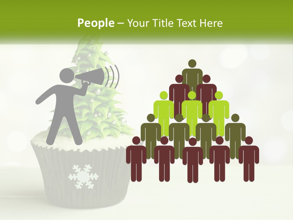 A Cupcake With A Christmas Tree On Top Of It PowerPoint Template