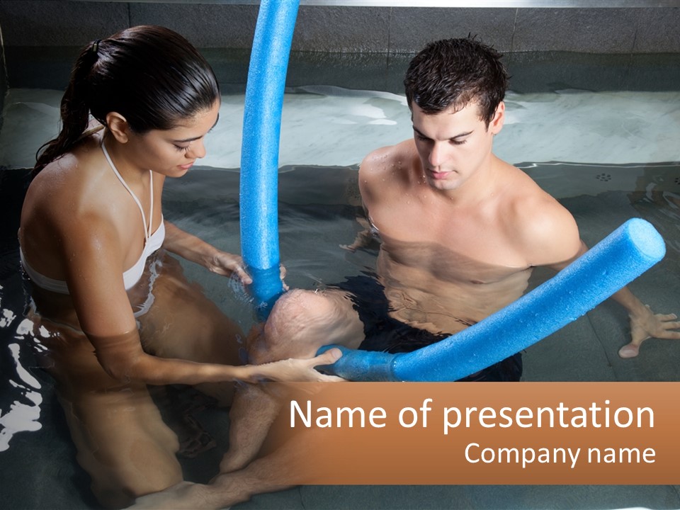 A Man And A Woman In A Swimming Pool PowerPoint Template