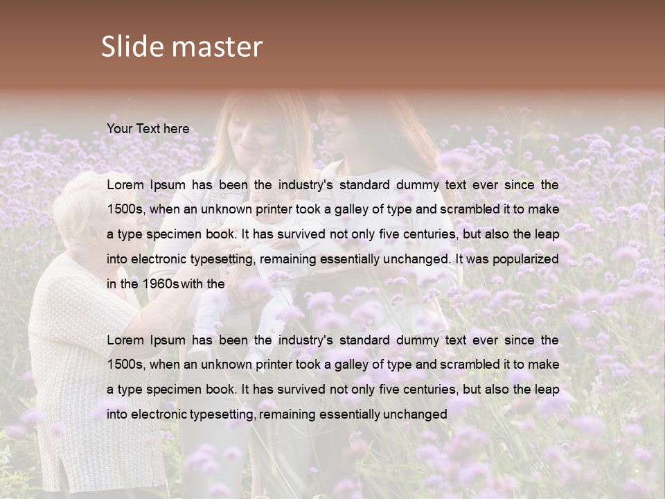 A Group Of Women Holding A Baby In A Field Of Flowers PowerPoint Template