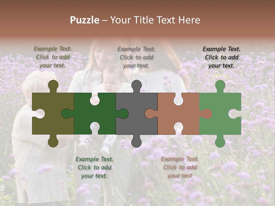 A Group Of Women Holding A Baby In A Field Of Flowers PowerPoint Template