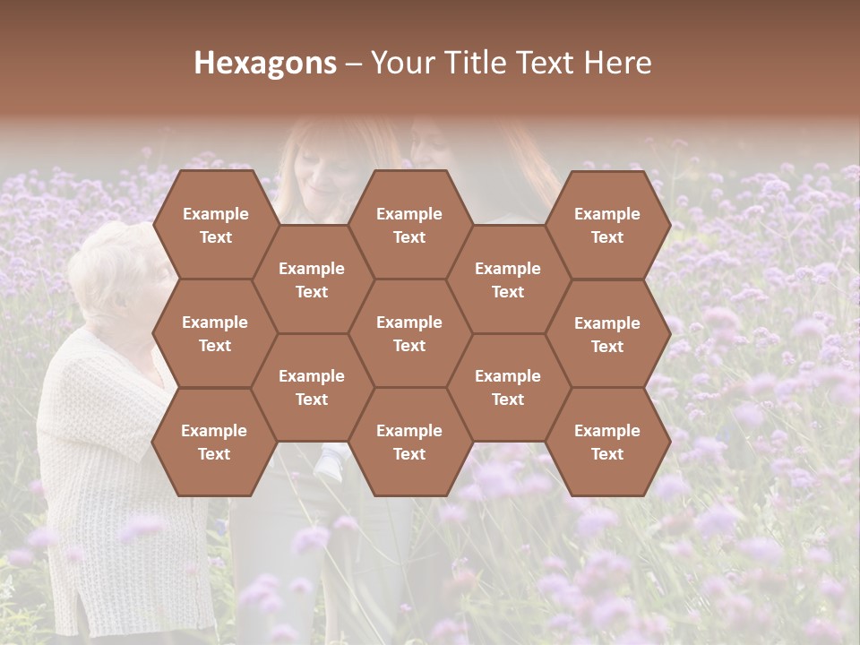 A Group Of Women Holding A Baby In A Field Of Flowers PowerPoint Template