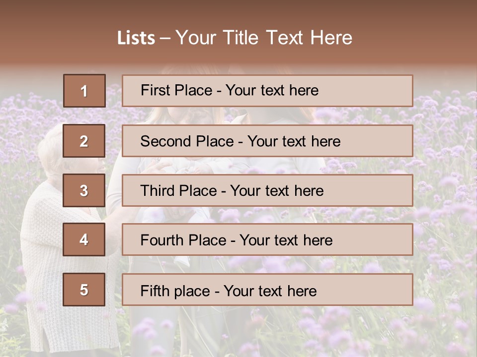 A Group Of Women Holding A Baby In A Field Of Flowers PowerPoint Template