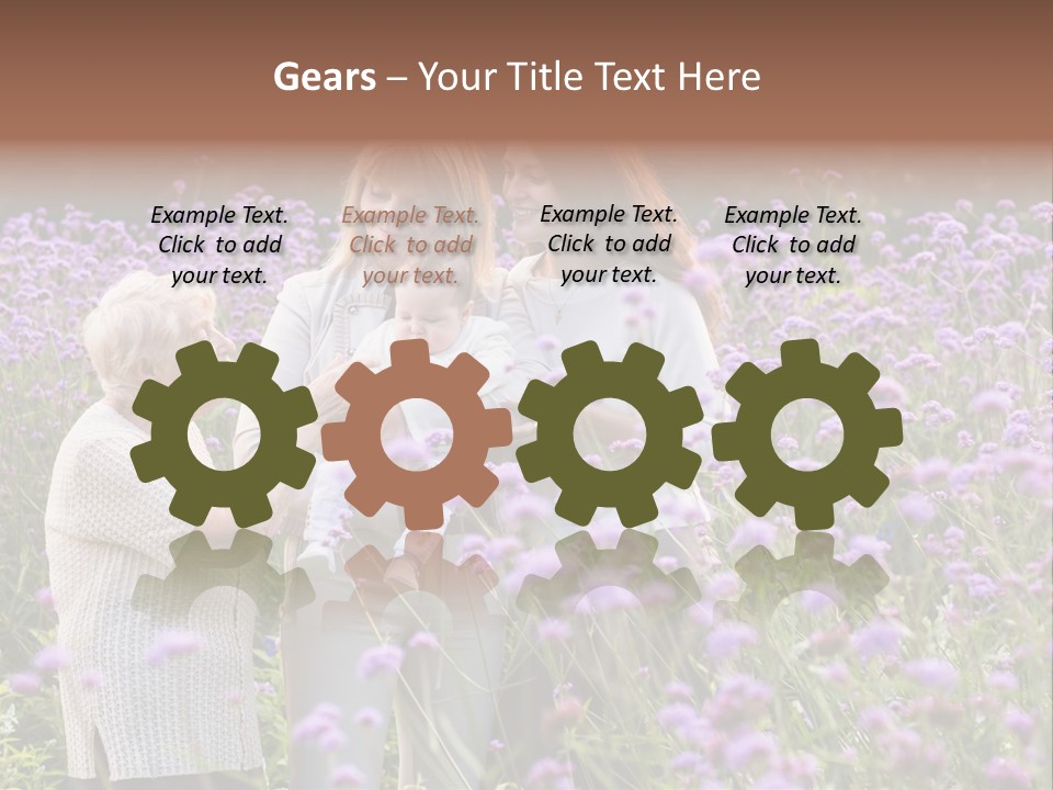 A Group Of Women Holding A Baby In A Field Of Flowers PowerPoint Template