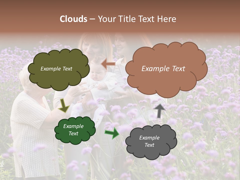 A Group Of Women Holding A Baby In A Field Of Flowers PowerPoint Template