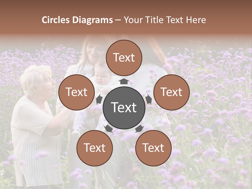 A Group Of Women Holding A Baby In A Field Of Flowers PowerPoint Template