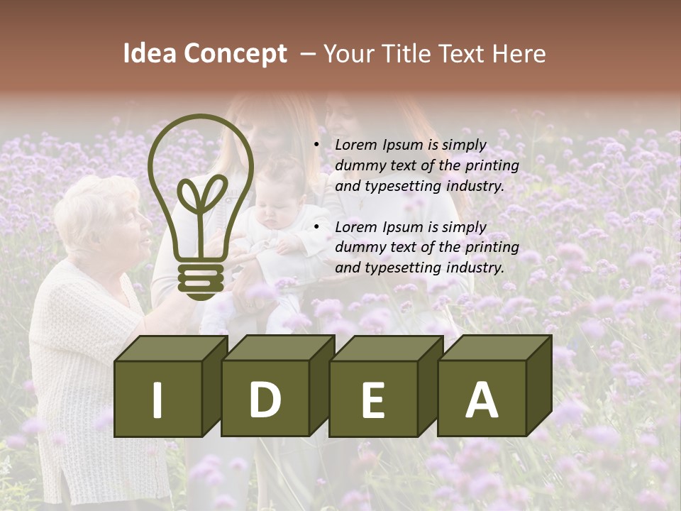 A Group Of Women Holding A Baby In A Field Of Flowers PowerPoint Template