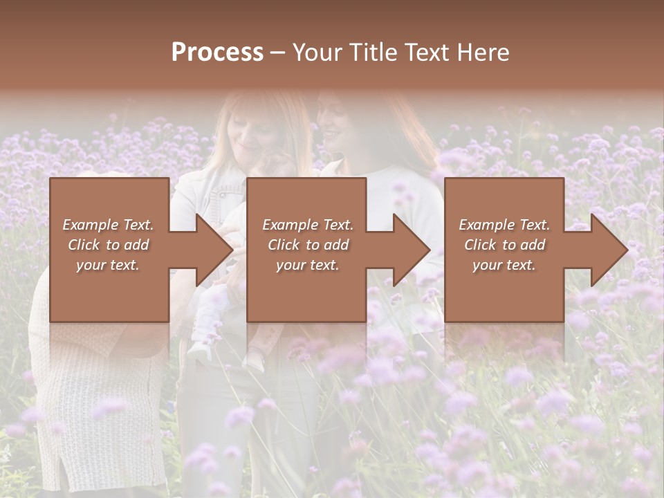 A Group Of Women Holding A Baby In A Field Of Flowers PowerPoint Template