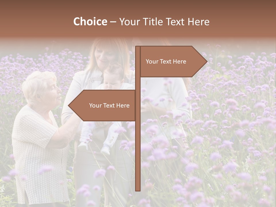 A Group Of Women Holding A Baby In A Field Of Flowers PowerPoint Template