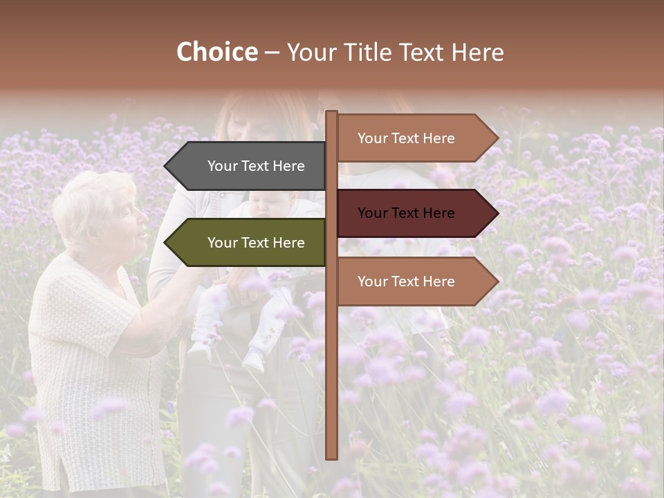 A Group Of Women Holding A Baby In A Field Of Flowers PowerPoint Template